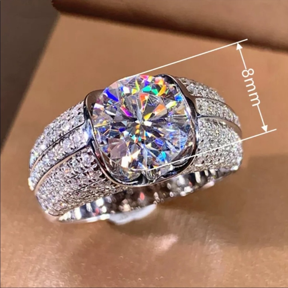 NEW 925 STERLING SILVER DIAMOND HALO RING - Picture 6 of 6